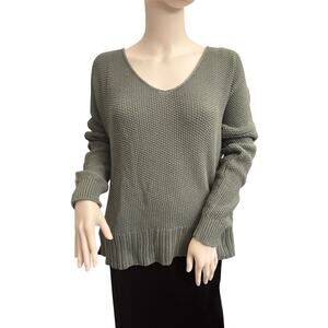 Lucky Brand Green Casual Cotton Blend Boho Pullover Sweater Medium